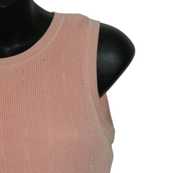 Guess Lined Knitted Bodycon Midi Knee Length Scoop Neck Peachy Pink Dress Size S - Picture 5 of 10
